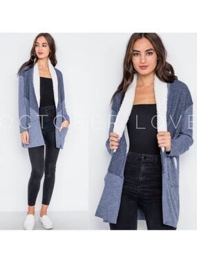 Casual Bohemian Cardigan Navy & White Soft Cozy Comfort Size S/M or M/L New!